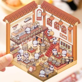 4 Sets Animals Vintage 3D Sticker Scene 3D Miniature Scene Stickers with Tweezers 3D House Stickers Make Your Own House Capybara Stickers