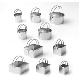 10 Pieces of Round and Square Biscuit Cutters with Handles - Professional Baking Dough Tools - Premium Stainless Steel Circle Cookie Cutters - Nest for Easy Storage - Great Gift for Chefs
