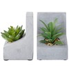 MyGift Sujetalibros en Forma de L de hormigón con Plantas