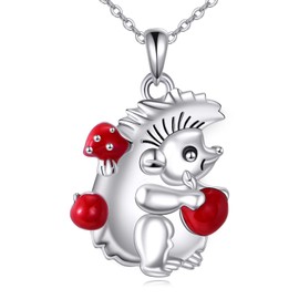 ONEFINITY Hedgehog Necklace 925 Sterling Silver Hedgehog Pendant Necklace Cute Animals Jewelry For Women