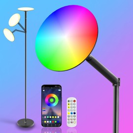 echosari Floor Lamp for Bedroom, Super Bright Torchiere Floor Lamps APP & Remote Control, 67'' Music Sync Tall Standing Lamp for Living Room Office Game Room (RGB & 2700K to 6500K)