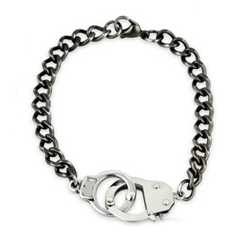 Buve Handcuff Silver Trendy Handcuffs Design Bracelet for Men Women Teens, 316L Stainless Steel bracelets handcuffs