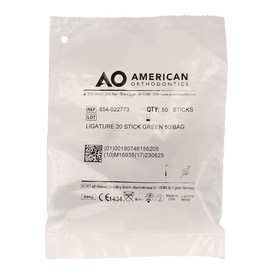 American Orthodontics Ligature 20 Stick Green | 50 Sticks/1,000 Ligatures Per Pkg |Made in the USA | Hypo-Allergenic, Non-Latex, Medical Grade Polyurethane | .045 Inner / .115 Outer Diameter