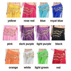 Belly Dance Hip Scarf with Coins Waist Costume Belt For Dancer Dancing 12 packs