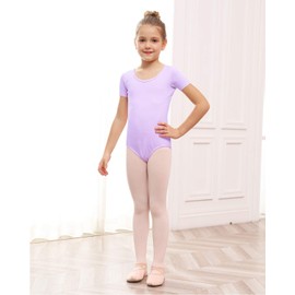 Stelle Girls Bow Back Short Sleeve Leotard for Dance, Gymnastics and Ballet (1-Lavender, 6 Years) ,Little Kid