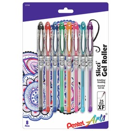 Pentel Slicci Gel Pens .25Mm 8/Pkg