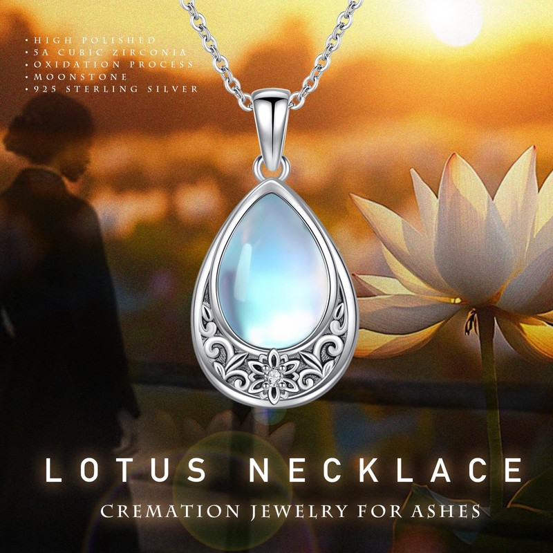 CRWENG Tear Drop Urn Necklace for Ashes 925 Sterling Silver