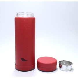 14oz/400ml Vacuum Insulated Glass Bottle,Glass Vacuum Drinking Cup,glass lined thermos, stainless steel body,Glass vacuum liner inside(Black)