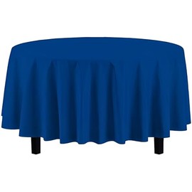 Vibrant Blue Solid Round Plastic Tablecover (84") - Durable, Stylish & Easy-to-Clean, Perfect For Parties & Events - 1 Count