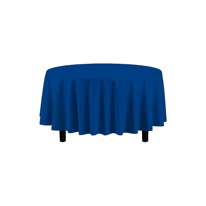Vibrant Blue Solid Round Plastic Tablecover (84") - Durable, Stylish