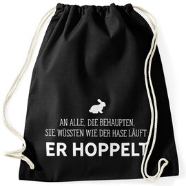 MoonWorks Gym Bag with Saying "an alle die wissen wie der Hase lauf" (German Language)