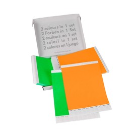 Green and Orange Value Pack: 2 x 500 Tyvek Entrance Wristbands to Design and Print Yourself by GA Event Solutions - Party Admission Bands, Festival Bracelets for Your Event