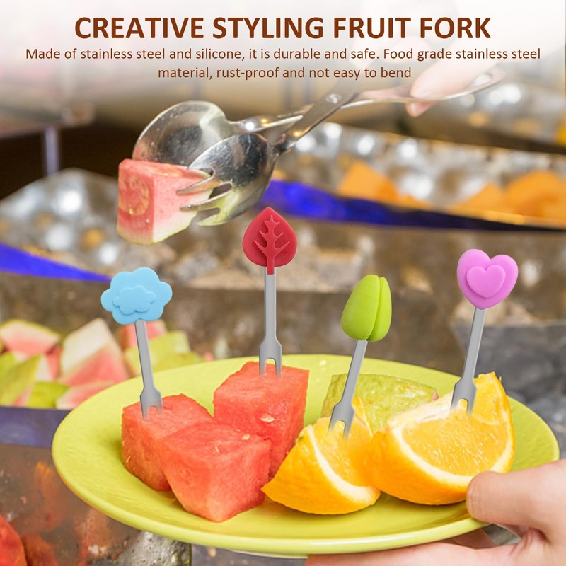 6 Pieces of Stainless Steel Fruit Forks, Creative Shaped Fruit