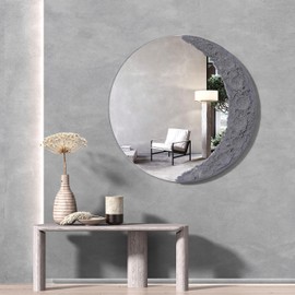 NAIADLYFrameless Round Decorative Bathroom Mirror Vanity Mirror, for Wall Decoration, for Bathroom Living Room Bedroom Hallway Entrance Hall Modern Elegant Shape (11.8X11.8inch)