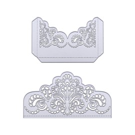 Create idea 2 Pieces DIY Lace Flower Edge Cutting Dies Metal Reusable Embossing Stencil Cutting Template Craft Shapes for Invitation Paper Card