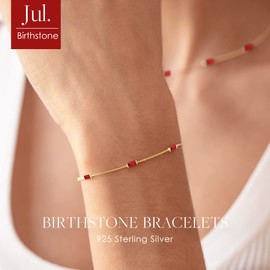 LOUISA SECRET 925 Sterling Silver Brracelets for Women, Birthstone Gifts for Women, Baguette Cubic Zirconia Station Bracelet, Jewellery Gifts for Mum Wife Girlfriend Mothers Day Anniversary Birthday