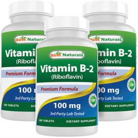 Best Naturals Best Naturals Vitamin B2 Riboflavin 100 mg 180 Tablets (180 Count (Pack of 3))