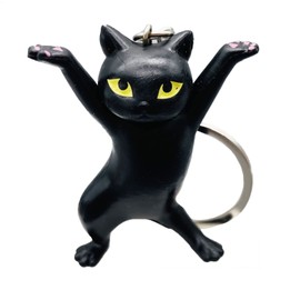 Shining crown Cat Keychain, Cute Cat Keyring, Cartoon Magical Cat Keychain, Black, Medium, black