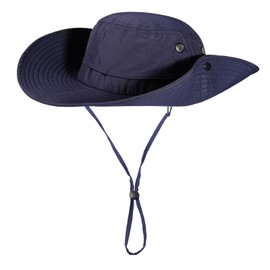 Oversize XL XXL Men's Sun Hats Large Wide Brim Waterproof UPF 50+ Bucket Hat Summer Travel Fishing Hiking Fisherman Hat with Detachable Strap,Navy Blue