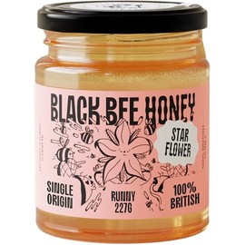 Black Bee Honey : Starflower Honey - Pure and Natural, Single-Origin British/UK Honey (227g Glass jar)