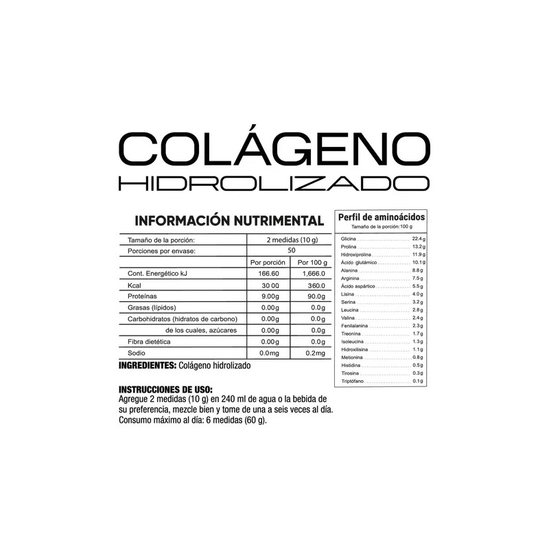 Colágeno Hidrolizado Orgasmic Superfoods 500g 42 Porciones
