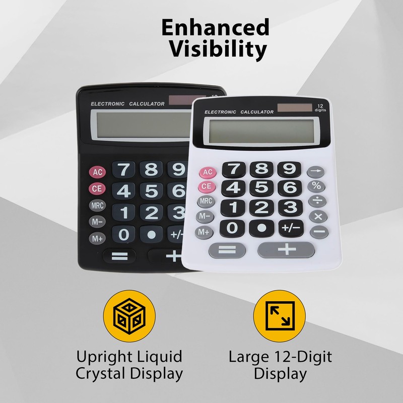 Lily' Home Jumbo 12 Digit with Solar Power, Large LCD