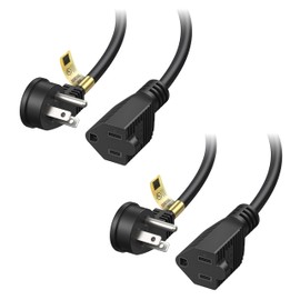 [UL Listed] Cable Matters 2-Pack Low Profile Flat Plug Extension Cord (Power Extension Cable) 3 Feet (NEMA 5-15P to NEMA 5-15R)