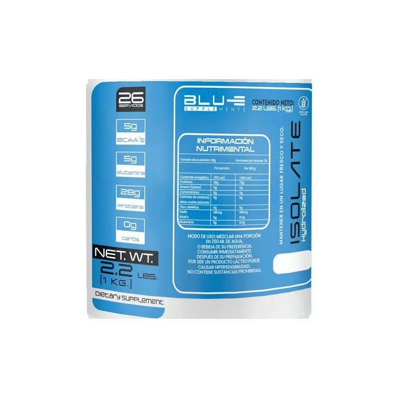 Proteina Whey Hidrolizada Isolate Blu-e 1kg Sabores Fresa
