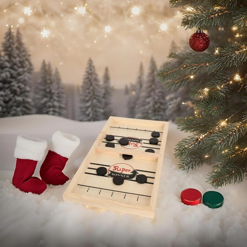 Games Hub Fast Sling Puck Game Wooden Hockey Table Game