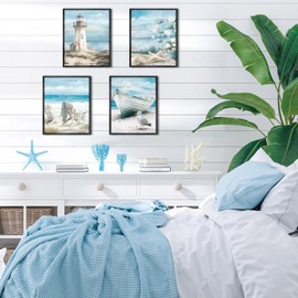 4 Pack Beach Diamond Painting Kits for Adults, 5D Landscape Diamond Art Kits for Beginner, DIY Full Drill Diamond Gem Art Kits for Home Decor 12x16 Inch