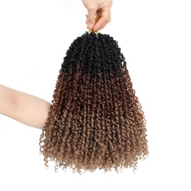 Yanky Twist Crochet Hair 8 Inch 10 Packs Yanky Passion Twist Hair Bohemian Yanky Twists Crochet Hair Pre Looped Pre-twisted Fluffy Mini Twist Crochet Hair Crochet Braiding Hair (1B/30/27)