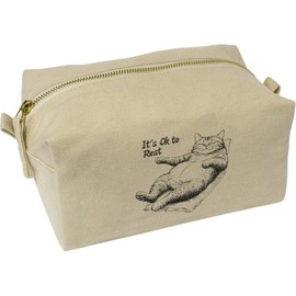 'It's Ok to Rest Cat' Canvas Wash Bag/Makeup Case (CS00039991)
