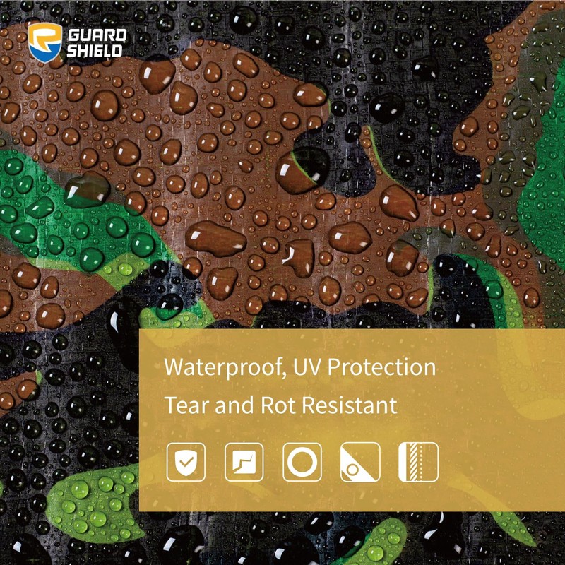 GUARD SHIELD Camo Tarp Waterproof 6x6 Feet Lightweight Camouflage Tarp