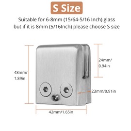 8 Pcs 6-8mm Glass Clamps, Kamtop Stainless Steel 304 Square Glass Clamp, Glass Clip Holder Adjustable Glass Bracket Flat Back for Balustrade Handrail Staircase Glazing, Polished