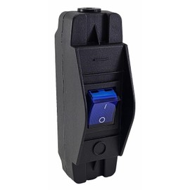 Devices Cord Switch in Black, Robust Housing with Interchangeable Rocker Switch 16 A 250 V~, Blue Illuminated