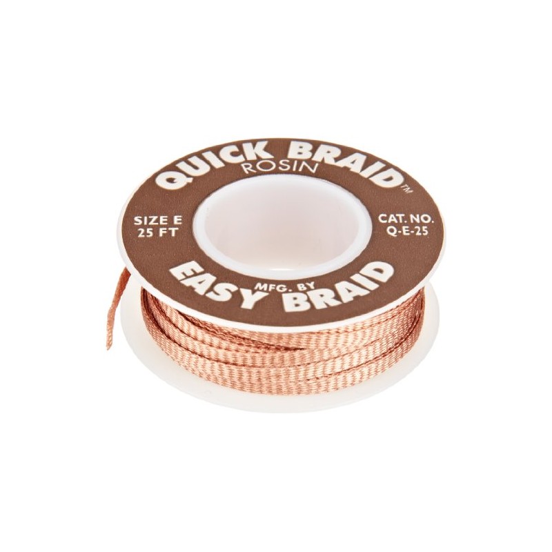EasyBraid Q-E-25 Quick Braid Desoldering Wick, 0.125" Width, 25' Length