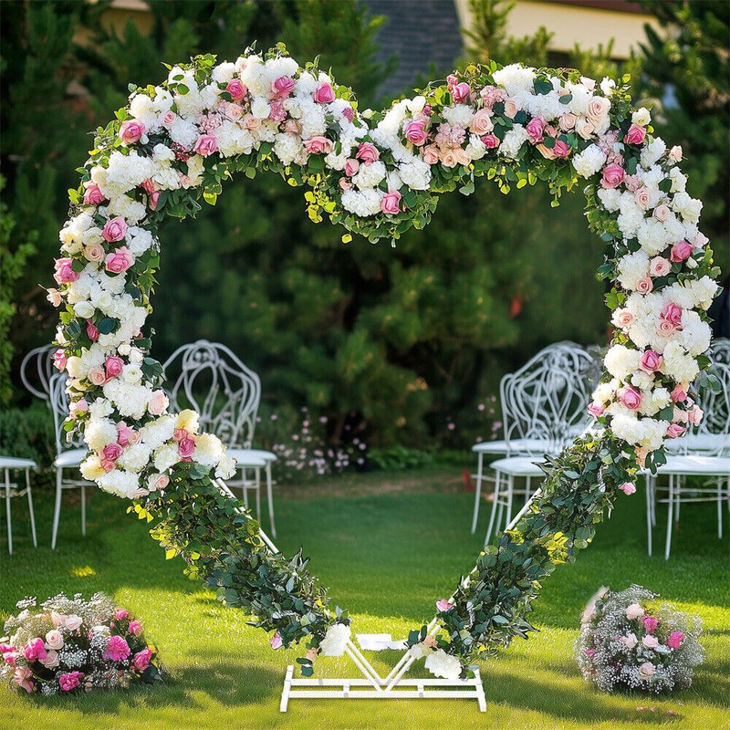 SUSIRE Wedding Arch Stand White Heart Shape Double Layers Wedding