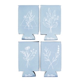 Loco Llama - 10 Set Slim Wedding Can Coolers - Wedding Favors for Guests - Bridal Shower Decorations - Wedding Rehearsal Dinner - Engagement Party - Bridesmaid Proposal Gifts - Boho - Dusty Blue