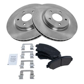 TRQ Front Brake Pad & Rotor Kit Brake Pads Brake Rotor Ceramic Compatible with 2008-2013 Nissan Rogue 2014-2015 Rogue Select 2007-2008 Sentra