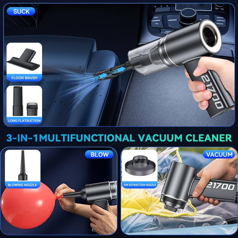 SECURIDE Car Vacuum Cordless Portable with Brushless Motor,16000PA Suction Power,