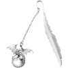 Kuskins Vintage Feather Dragon Metal Bookmark, 3D Antique Silver with