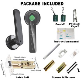 5 in 1 Smart Fingerprint Door Lock, Advanced Automatic Digital Handle with APP/Fingerprint/IC Card/Code/Keys, High-Security Electronic Locks for Modern Home/Office, Black