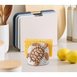 dgudgu Turtle Kitchen Sponge Holder for Kitchen Sink Ceramic Kitchen Sink Sponge Holder White Dish Sponge Holder Cute Sink Sponge Holder Sink Scrubber Holder
