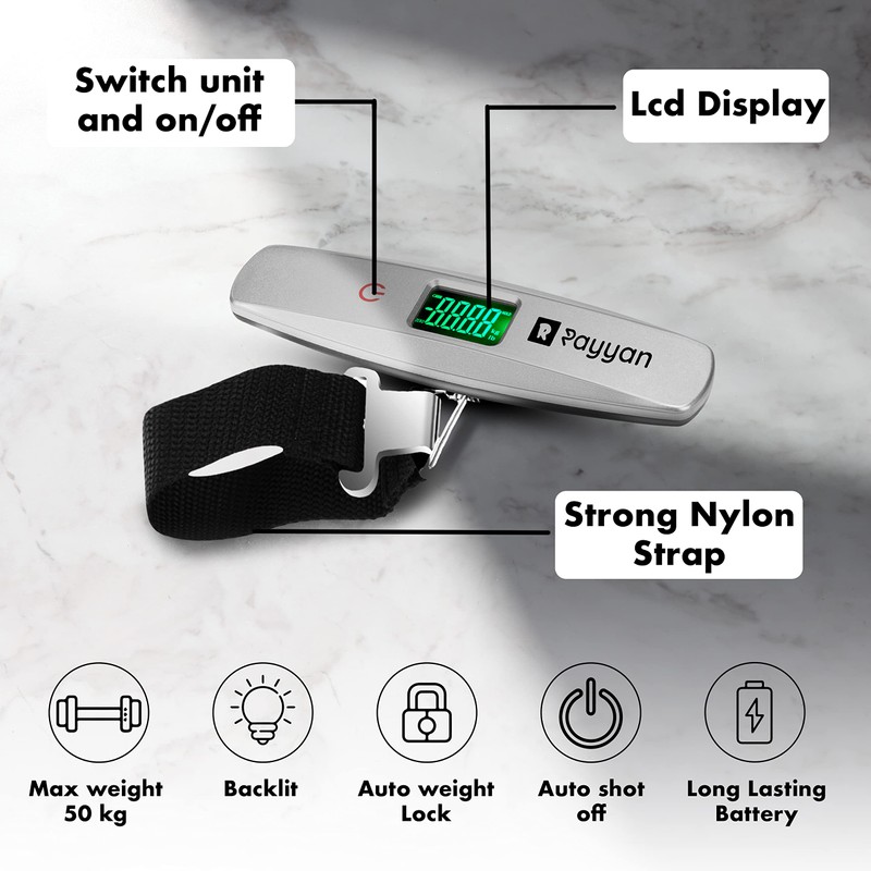 Rayyan Portable Digital Scale Suitcase Scale Hanging Scales Luggage Weighing