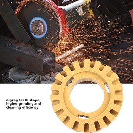 QANYEGN Rubber Wheel Eraser, Zigzag Toothed Design Serrated Glue Decal Remover, Rubber Grod and Polished Wheel Eraser for Cars, RVs, Trucks (4th inch Hollow)