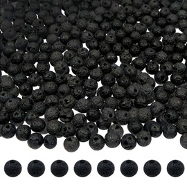 TOAOB 580 Pieces 4 mm Black Natural Lava Stones Round Chakra Beads for Making Jewellery Accessories Crafts Charms