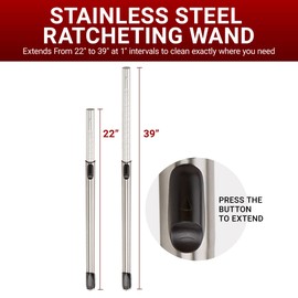 Drainvac Broan-NuTone CK135 Adjustable Ratcheting Wand 32mm with Button-Lock – Central Vacuum Accessories, Stainless Steel Plated Wand, Extends from 22" to 39", Fits Most Vacuum Tools