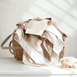 Lulu Moon Swaddle Baby Blanket: Waffle Blanket with Satin Trim - Soft Breathable Toddler Blankets Perfect for Nursing Cover and Playtime - Cotton Crib Quilt for Daytime Naps 40"x36"(Cream)