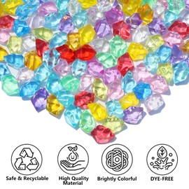 QYGL 850PCS+ Colorful Fake Diamonds, Fake Ice, Acrylic Rocks Bulk Plastic Gems for Vase Fillers, Table Scatter, Wedding Centerpieces, Party Decoration, Crafts, Aquarium & Food Display