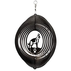 SWEN Products German Shepherd Circle Swirly Metal Wind Spinner